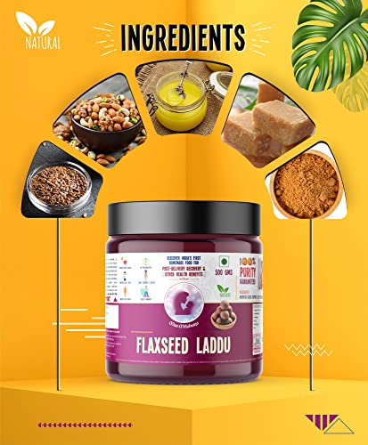 Image of Maa Mitahara Post Pregnancy Laddu | Flax Seed & Dry Fruit Energy Laddu for New Mothers | Boosts Immunity & Lactation Naturally (500g, Flax Seed)