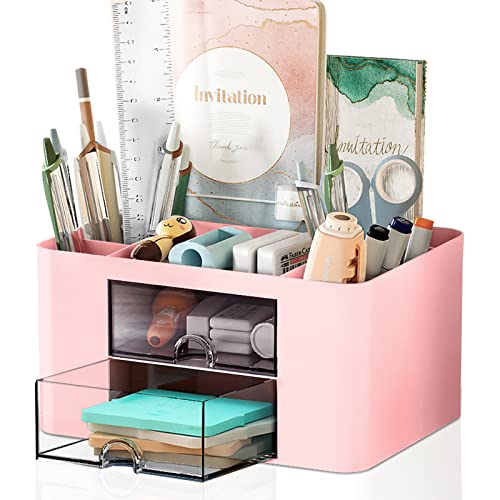Accessori Scuola Colorati Portaoggetti Da Scrivania Exerz Rosa - Set 5 Pezzi Con Forbici, Righello, Gomma E Graffette Portapenne Scrivania Rosa - 6