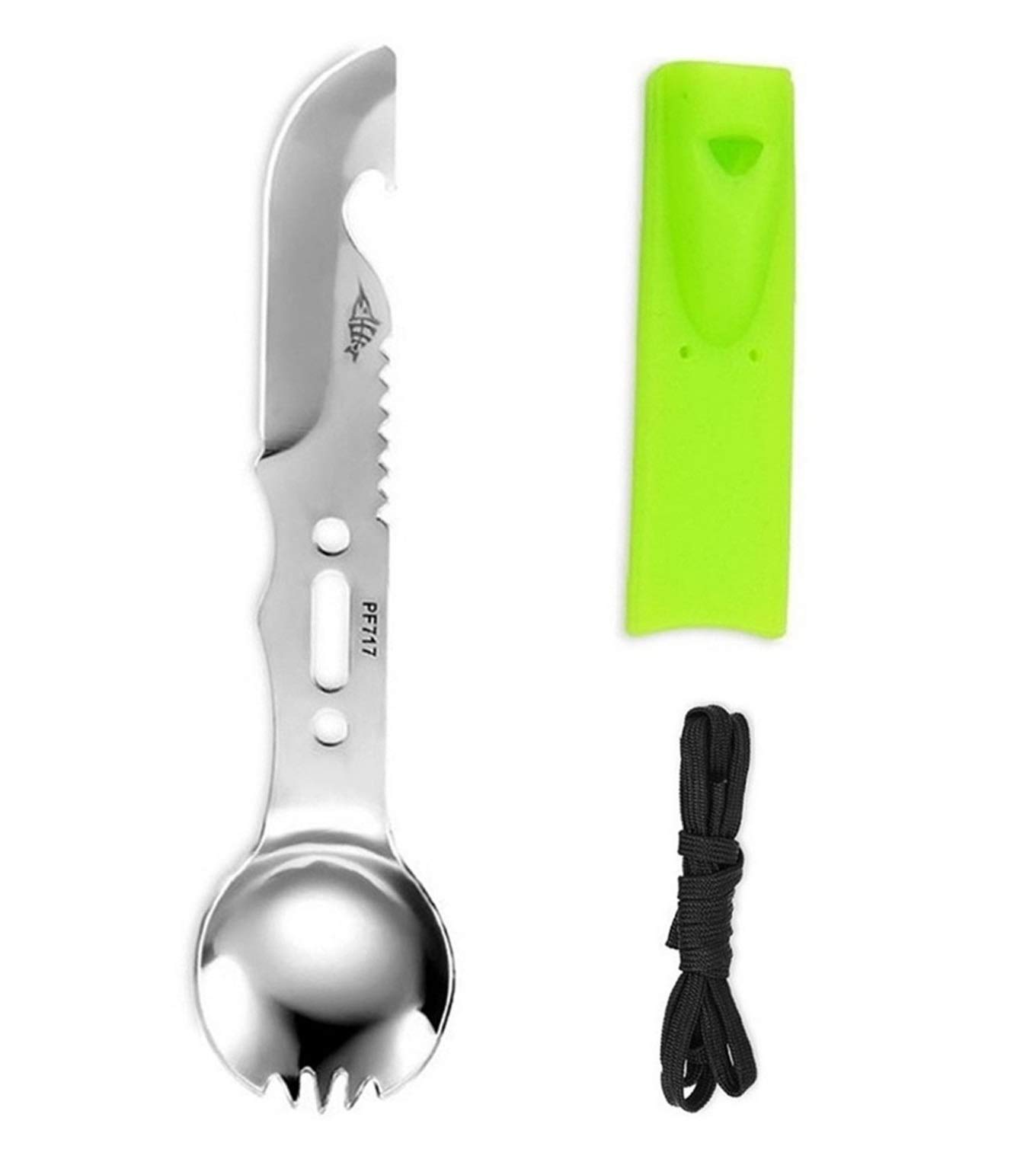 Tactical Spork (Spoon Fork Knife Combo),Multipurpose Camping Flatware BBQ Portable Cutlery with Bottle Opener/Whistle,Healthy Stainless Steel,Great Hiking Gear for Camping/Backpacking