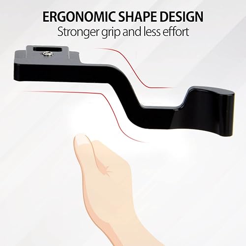 Miniatura 4 de Agarre de pulgar negro de aleación de aluminio, mini mango de metal negro para el pulgar hacia arriba, mango de placa de cámara, para cámara XT20-20