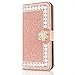 Produktbild Brilliant Magnetic Leather Hülle für Samsung A32,Girl Loves Diamond Sparkle Glitter Wallet Brieftasche Flip Kickstand Stand Function Purse with Bling Glitzer Card Slot Holder