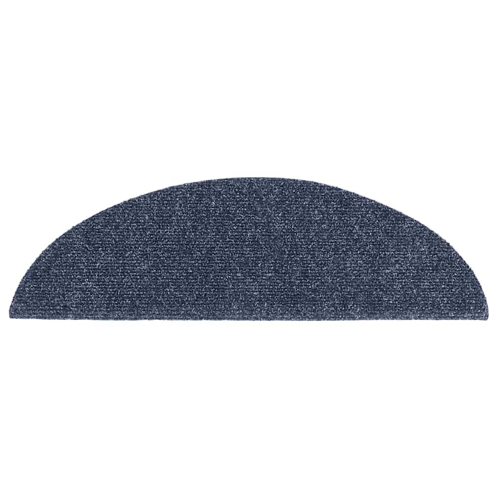 Tapis d'escalier Autocollants 30 pièces 56 x 17 x 3 cm Bleu Demi-Rond Marchettes d'escalier, Moquette Escalier de sécurité d'intérieur Antidérapant pour Aînés et Animaux de Compagnie