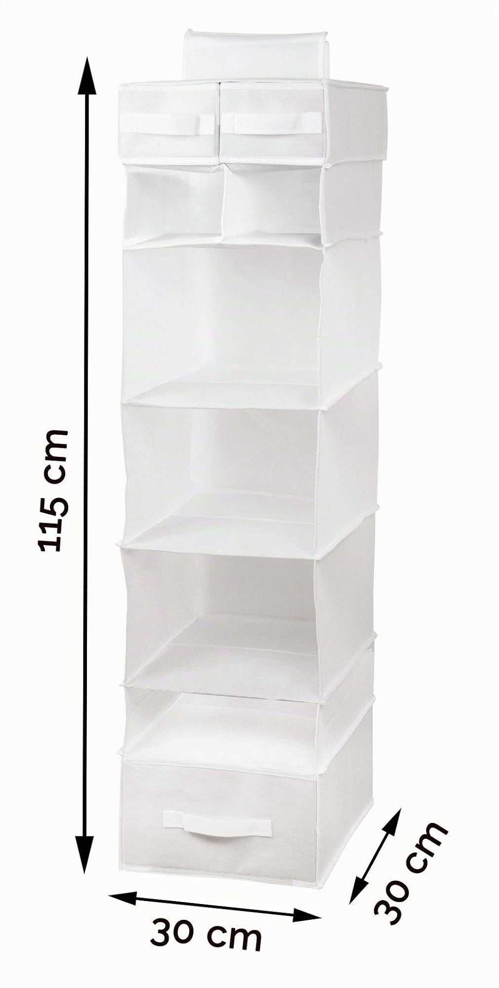 ZOLLNER Organizer per Armadio da Appendere, Bianco, 115x30x30 cm, con 3 cassetti