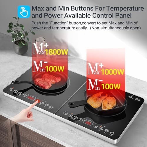 Aobosi Double Induction Cooktop with 20 Temp Settings & Timer - Image 4