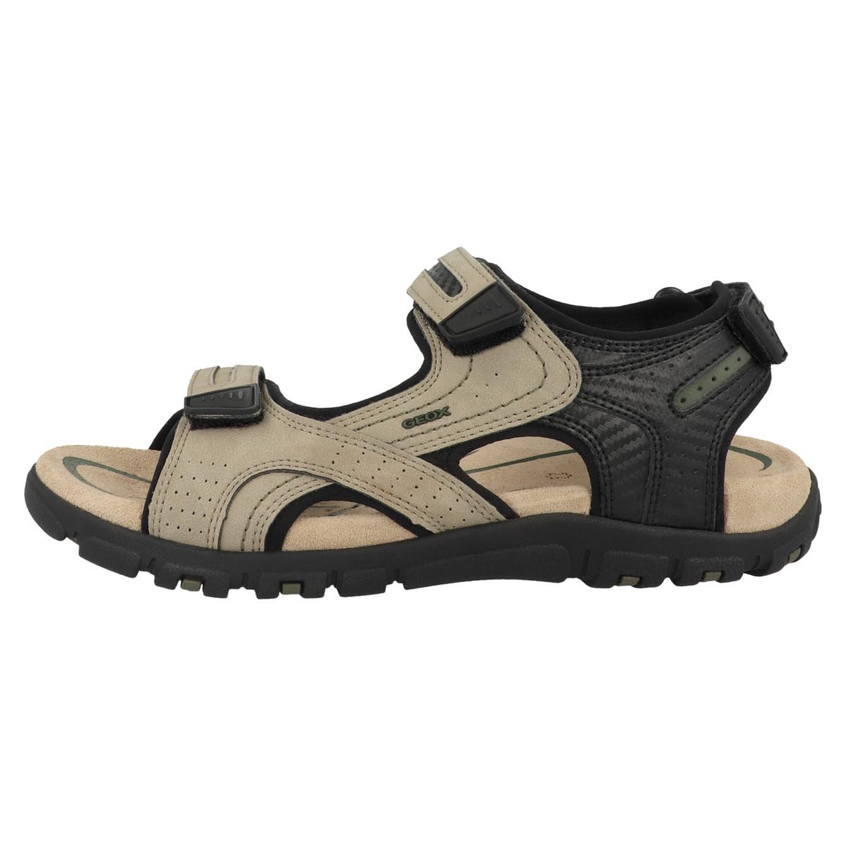 Geox Men's Uomo Strada D Sandal, Sand/Black, 42 EU