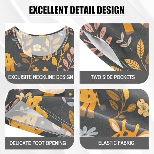 ALAZA Giraffe Flower Floral Pajamas Short Sleeve 2 Piece Sleepwear Top and Bottom Pajama Set Unisex4