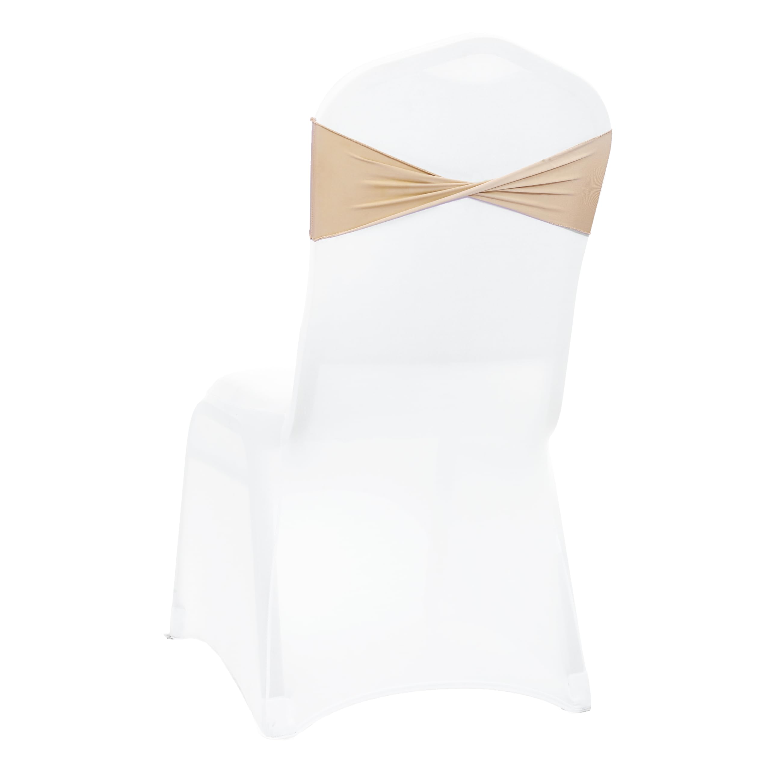 VDS Pack of 25 PCS | Champagne | Spandex Chair Sashes Bows Without Buckle | Stretch Elastic Banquet Universal Folding Chair Band Tie with for Wedding Party Conference Celebration Event Decoration — image 1