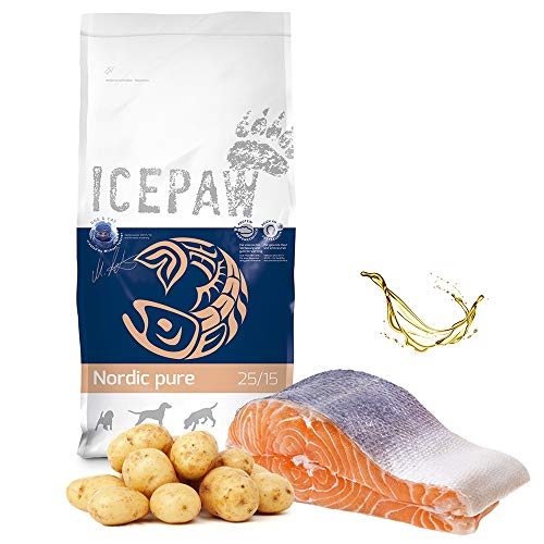 ICEPAW Kombipaket für Hunde - Trockenfutter Nordic (14kg), Lachsöl (500ml), Snack Mit Lachs (100g)