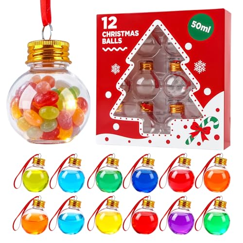 panemy 12 Weihnachtskugeln zum Befüllen (50 ml), transparente...
