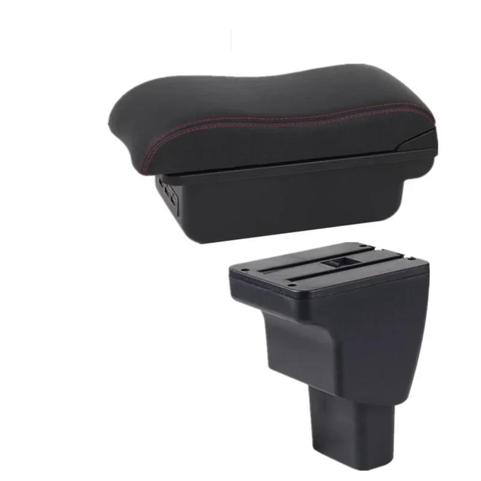 NMJLQW Storage Rack Car Interior Accessories Center Console Storage Box Multifunctional Armrest Storage Box For Hyundai I10(B2 red line 3USB)