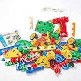 GARUNK 105 Pieces STEM Toys Kit, Educational Construction Engineering Building Blocks Learning Set for Ages 3 4 5 6 7 8 9 10 Year Old Boys & Girls with Power Drill, Creative Games & Fun Activity
