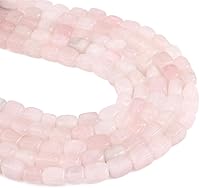 Vista 6 de Cuentas de piedra de cuarzo rosa natural en forma de cuboide, semipreciosas sueltas para hacer joyas 8mmx12mm 38cm/cadena