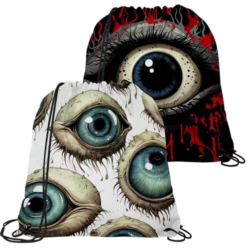 Sac à cordon pour homme et femme grand volume à motif boules oculaires multicolores