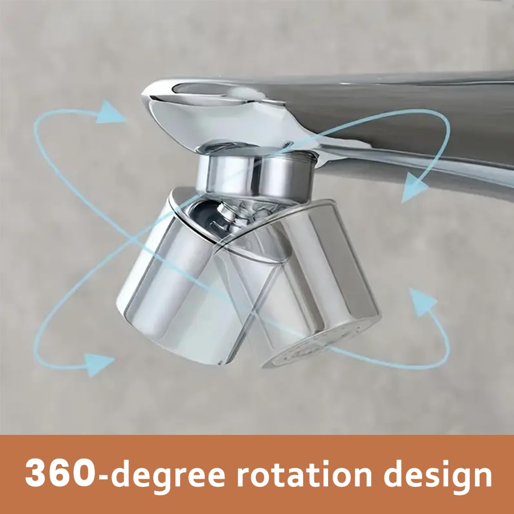 Swivel Faucet Aerator, 360° Rotate 2-Function Flo-w Faucet Nozzle, Water Saving Kitchen Tap Faucets Head Replacement - Image 4