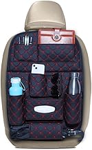 Neodrift 'Seat Master' Premium 7D Car Seat Organizer, Universal Fit, Multi-Pocket Storage for Bottles, Documents, Mobile, Keys, Tissues (Black-Red)