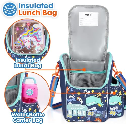 Image of Lunch Bag for Kids, Lunch Bag for Office Men, Women and Kids, Canvas Tiffin Bags for School, Picnic, Work, Carry Bag for Lunch Box and Water Bottle (Vertical Basketball)