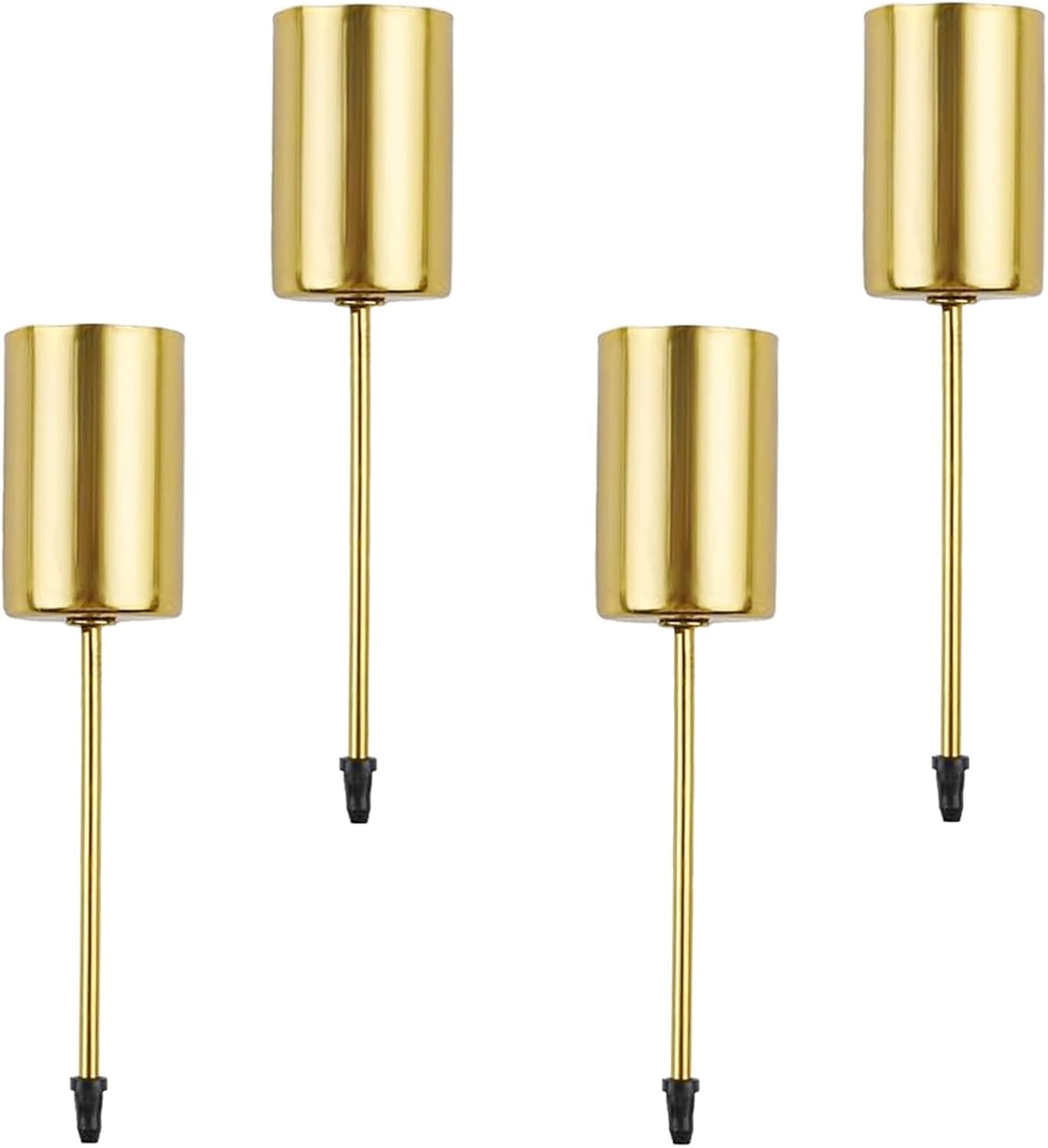 Soporte de Velas de Adviento 4 Piezas, Candelero de Navidad Retro Portavelas de Metal con Espina para Corona de Adviento, Decoración de Corona de Navidad Vela Fija, Dorado