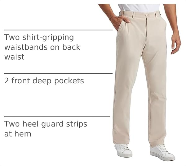 Mens Golf Pants Lightweight Quick Dry with Anti-Slip Back Waist Strip Work Dress Pants 30"/32"/34" Stretch Casual Slacks Trousers with 4 Pockets30W/30L-khaki by ZOOXING - Used condition - US$35.93