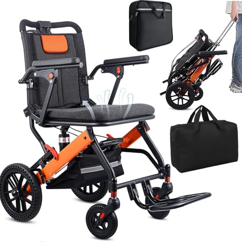El Mejor Listado de Transporte y ruedas - solo los mejores. 46 WISGING Silla de ruedas de transporte ligera plegable, silla de ruedas de transporte plegable, silla de ruedas de transporte plegable ultraligera portátil de viaje, cinturón de...