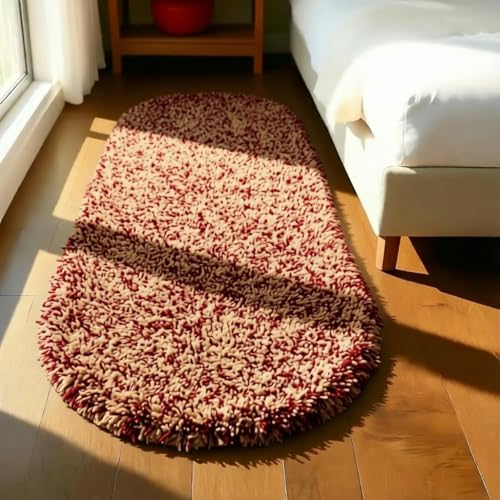 Image of Fluffy Silky Micro Fiber Polyster Carpet /Runner for Bedroom, Study Room, Playing Room, Guest Room ETC. 2x4 Feet, (red and Beige Mix)