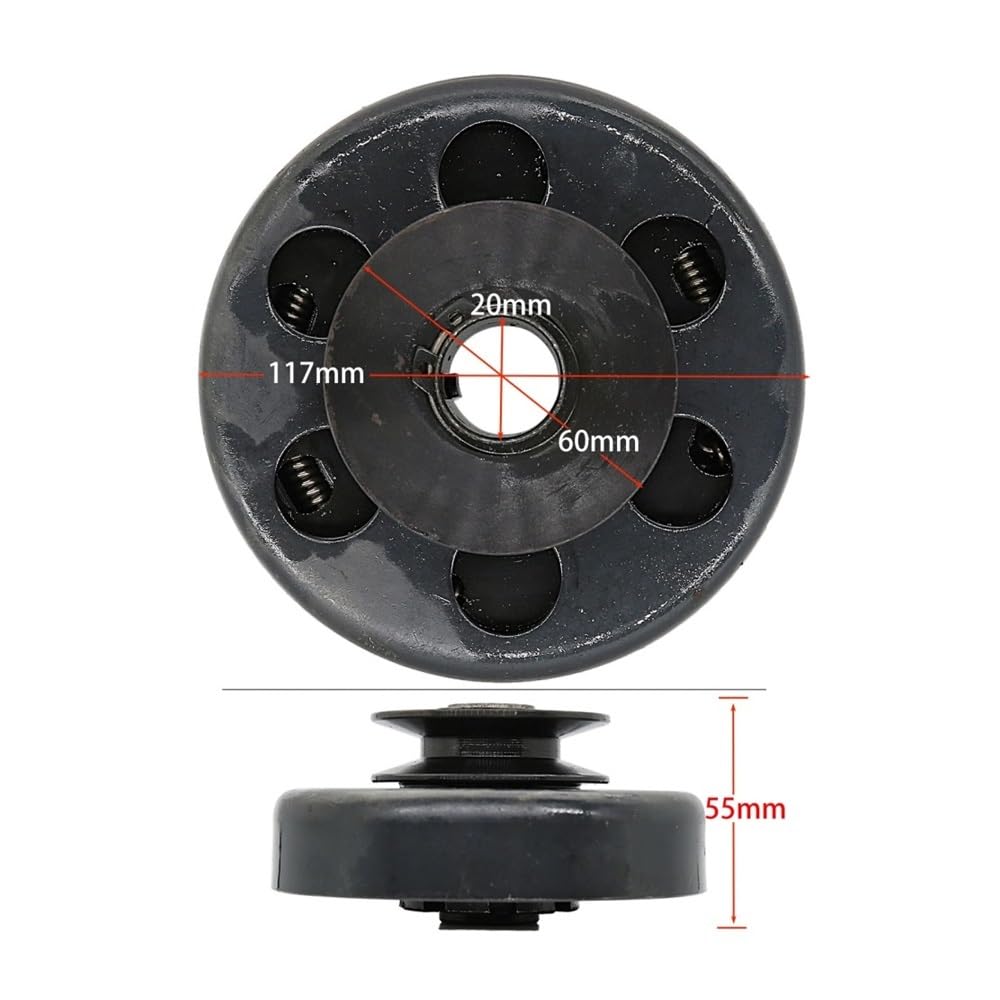 Transmisión por Correa de Embrague centrífugo con Forma de Llave de 3/16" de diámetro de 20 mm | Con polea, correa ABS, piezas de Go Kart aptas for minibicicletas(19mm)