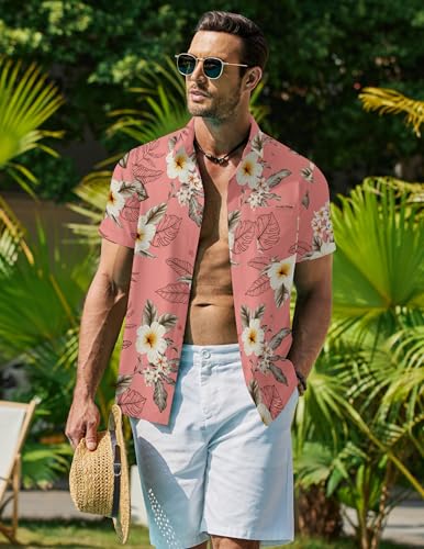 COOFANDY Mens Hawaiian Shirt Short Sleeve Button Down Shirt Tropical Summer Beach Shirt3