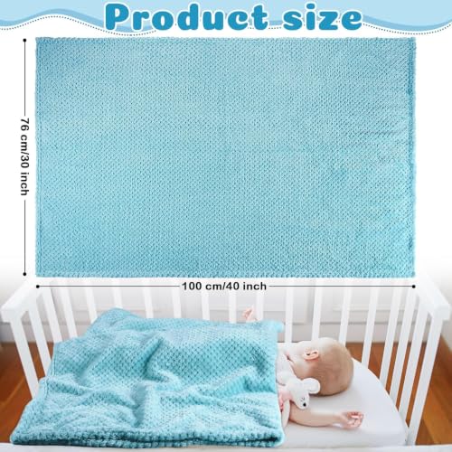 Image of Reginary 4Pcs 30x40 Baby Blanket Fuzzy,Light Blue, Green, Beige, Dark Gray | Waffle Flannel Baby Throw Blankets, Warm Nursery & Crib Blankets, Girl & Boy Newborn Infant
