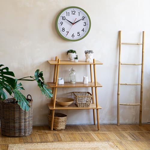 Image of AKCISOT Wall Clock 10 Inch Silent Non-Ticking Modern Clocks Battery Operated - Analog Classic for Office, Home, Bathroom, Kitchen, Bedroom, School, Living Room(Olive Green)