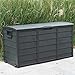 Gr8 Garden 300 Litre Black Plastic Storage Box Lid Patio Shed Utility Cushion Chest Wooden Fence Panel Effect Large Truck Indoor Outdoor Furniture