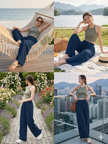 Image of GRECIILOOKS High Waist Polycotton Trousers for Women - Flared Parachute Pants with Side Pockets | Casual Travel Cargo Pants (Available in Plus Size and Value Pack)
