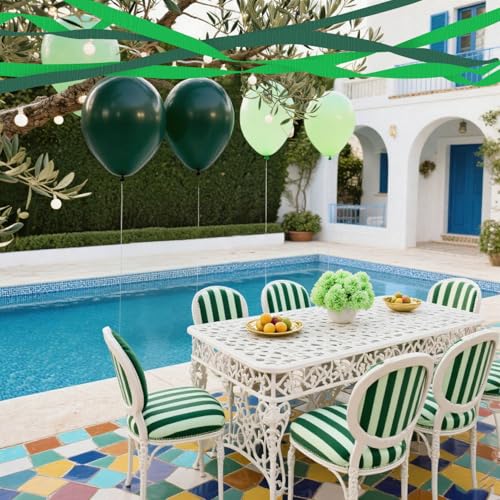 Image of 4 Crepe Paper Streamers Rolls, 328ft Pack of Green and Dark Green Crepe Paper for Birthday Wedding Baby Bridal Shower Decorations Christmas Craft Supplies (1.8 inch x 82 ft /Roll)