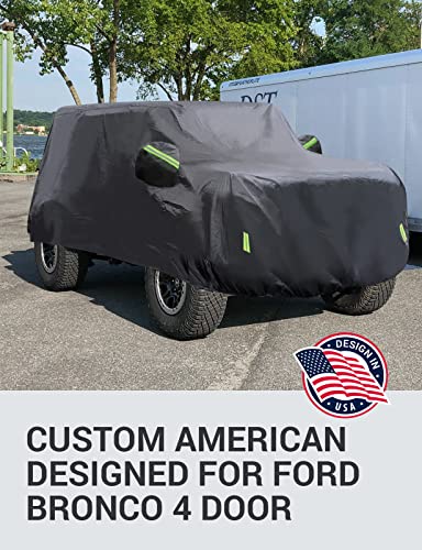 Image of Proadsy Car Cover Compatible with Ford Bronco 4 Door 2021-2022 6 Layers All Weather Waterproof Sun Rain UV Dust Protection Outdoor Covers with Zipper | UV-Blocking Waterproof With Soft Lining Prevents Leaks & Scratches. Perfect For Sunny, Snowy Outdoor Parking, Garage Storage