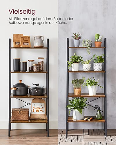 VASAGLE Regal, Bücherregal mit 4 Ebenen, Leiterregal, Standregal, für Wohnzimmer, Schlafzimmer, Küche, Homeoffice, Industrie-Design… – Ansicht 9