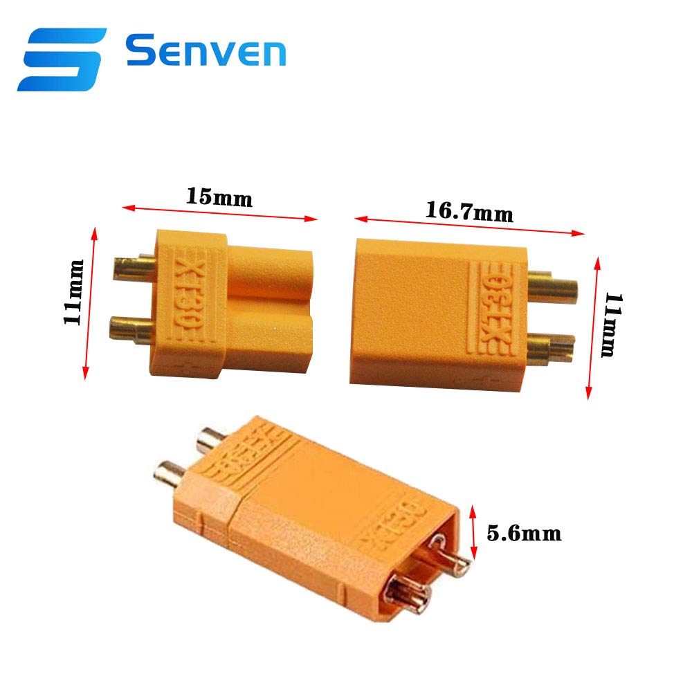 Senven 14 stuks (7 paar) hoge kwaliteit XT90 mannelijke vrouwelijke adapter, XT90 mannelijke vrouwelijke ronde stekker - hoogstroomstekker voor RC