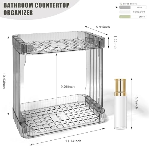 Image of Bathroom Counter Organizer Cosmetics Skincare Organizers Skincare Makeup Organizer Countertop Holder for Perfume-2 Tier-Grey