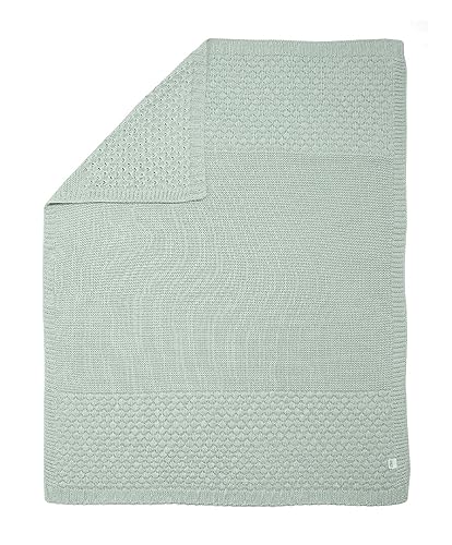 Mamas & Papas Small Knitted Blanket, Seedling Blue/Green, Baby - Image 2
