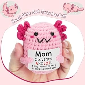 Mom Gift from Daughter, Mini Handmade Crochet Axolotl Gift for Mother's Day, Birthday & Christmas, I Love You Sentimental Funny Cute Small Unique Presents for Mama, Axolotl Doll Gift Mom Gift from Daughter Mini Handmade Crochet Axolotl Gift for Mothers Day Birthday Christmas I Love You Sentimental Funny Cute Small Unique Presents for Mama Axolotl Doll Gift
