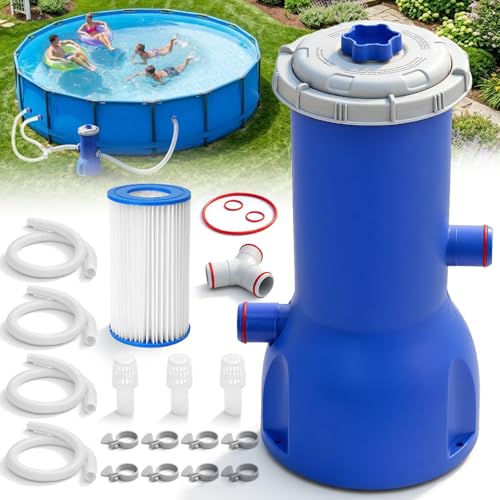 Pool Pumps Above Ground, 1000 Gallon Pool Filter Pump – Powerful Pools Filter Cartridge with Circulation System & Safety Filtration – Quickly Get Crystal Clear Water for with Filters Pumps