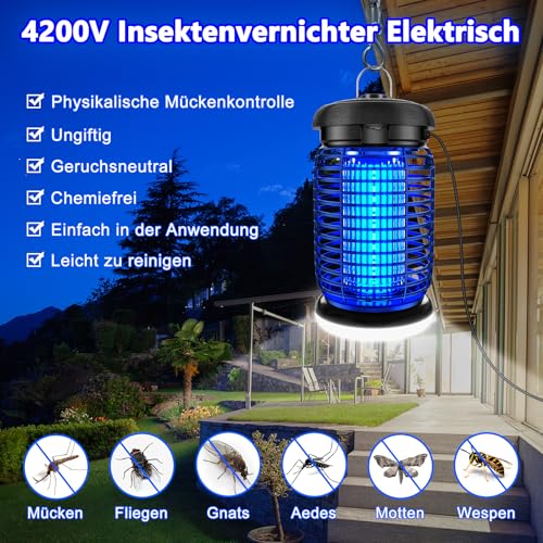 seenlast Insektenvernichter Elektrisch, Mückenlampe 4200V Fliegenfalle – Ansicht 3