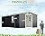 Jocisland 12x12x6.6 FT Galvanized Metal Storage Shed with Open Firewood Bay, Sliding Doors & Ramp, 2 Windows & Vents, Weather-Resistant Outdoor Tool/Garden Shed, Dark Grey/White