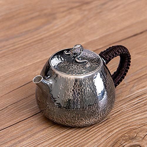 Présentoir à Théière Chinois Fait Main – Métal Argenté, Forme Pot – Vintage Cs3395