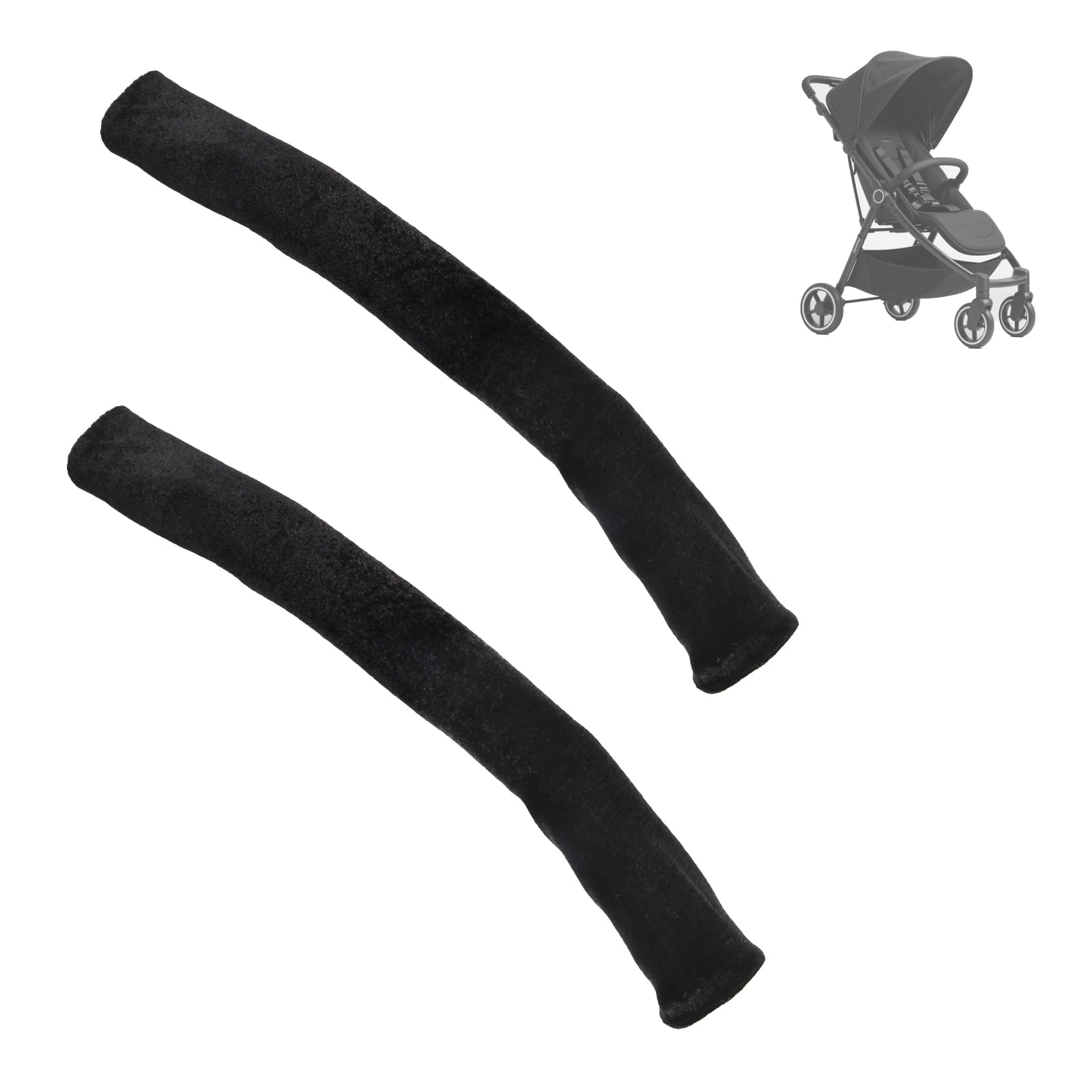 Penitue 2pz Copri Braccioli Passeggino Neonato, 39x15cm Universale Sostituzione Copertura Protettiva Maniglia Passeggino Rimovibile Manicotti Maniglia Accessori Pratici (Nero)
