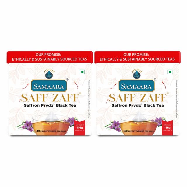 Samaara Prydz Pyramid Saffron Tea Bags Box, 40 Tea Bags Pack of 2, Assam Tea, Black Tea, Kesar Tea, Chai Patti, Premium Leaf Tea, Natural Saffron Flavour Tea Powder #Saff Zaff (B0DFC95QL2) Amazon Price History, Amazon Price Tracker