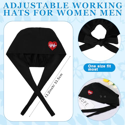 Image of Unittype 4 Pcs Nurse Caps for Women Nursing Working Caps with Button and Sweatband Adjustable Elastic Scrub Hats for Dentist