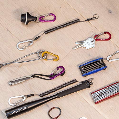 FINN Outdoors® 10er-Pack Mini Karabiner Schlüsselanhänger – 5 cm Aluminium Karabinerhaken in 10 Farben – Ideal für Schlüssel, Camping, Wandern & Outdoor
