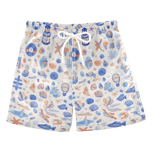 linqin Blue Boat Boys Swim Trunks Toddler Beach Board Shorts, Quick Dry Swim Shorts Suits 2-16 Years