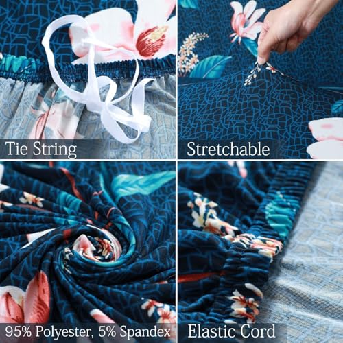 Image of Universal 3 Seater Sofa Cover with Elasticity, Protective, Stretchable, Spandex & Polyester Sofa Slipcover (3 Seater, 185cm * 230cm) (Blue Flower)