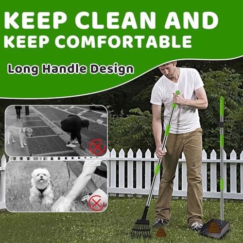 Image of Dog Poop Trash Can Outside with Pooper Scooper and Metal Rake & Tray, 20L /5Gal Dog Waste Trash Can with Lid, Pedal and Removable Inner Waste Bin, Pet Poop Bin with 100 Bags, Green