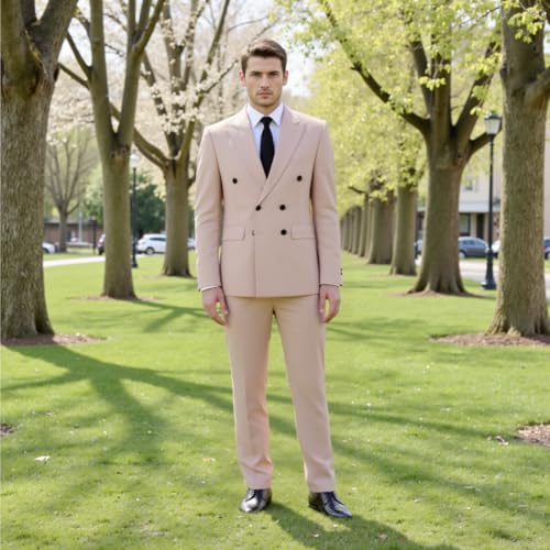 Solove-Suit Men's Regular Fit 2 Piece Suit Double-Breasted Wedding Groom Tuxedos(Blazer+Pant)3