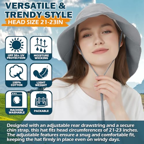 Sombrero de algodón para mujer con protección UV y ala ancha miniatura 3